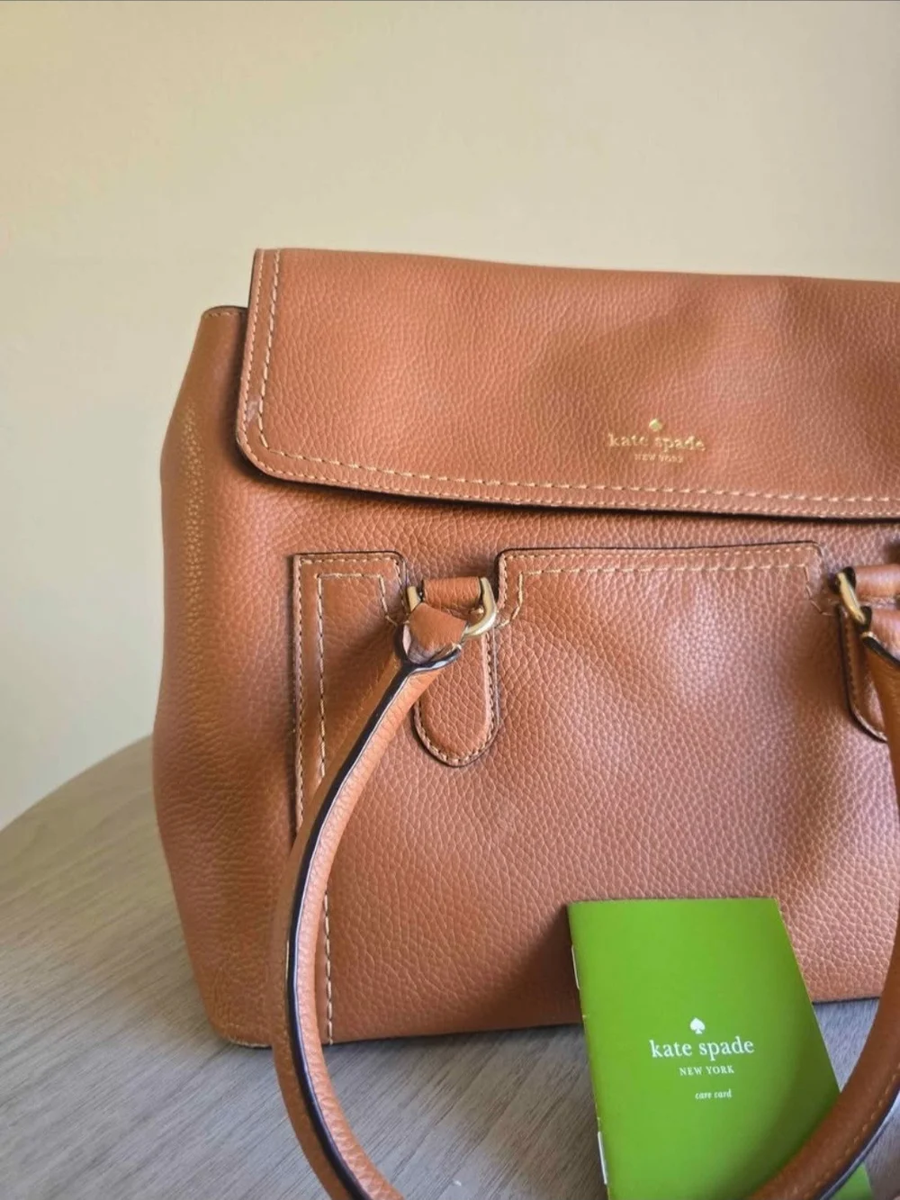 kate spade cognac brown leather satchel with tassel - Picture 2 of 7